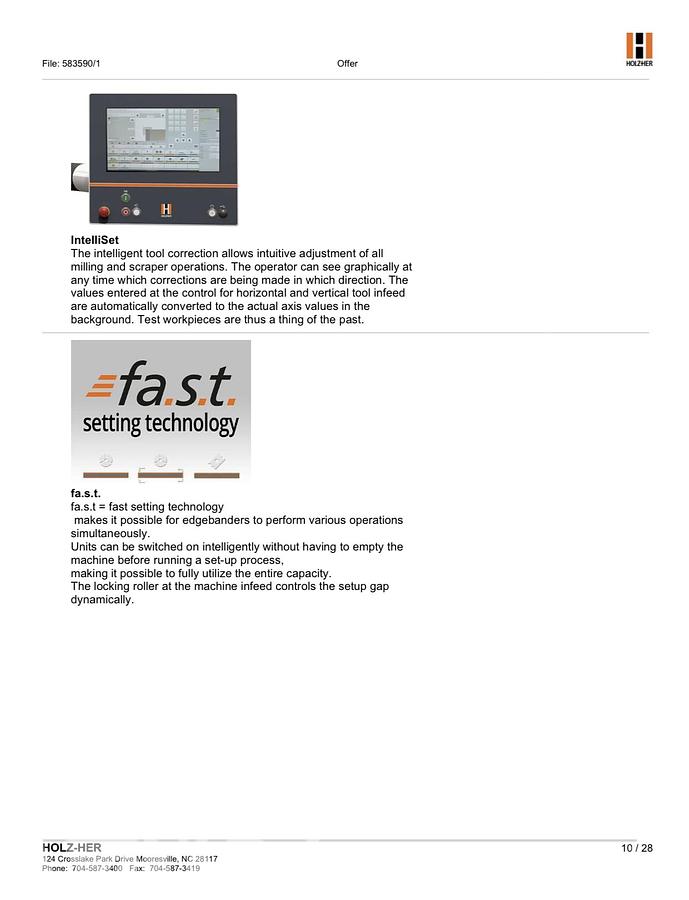 Used 2021 Holz-her 1598 Lumina Single Sided Edgebander