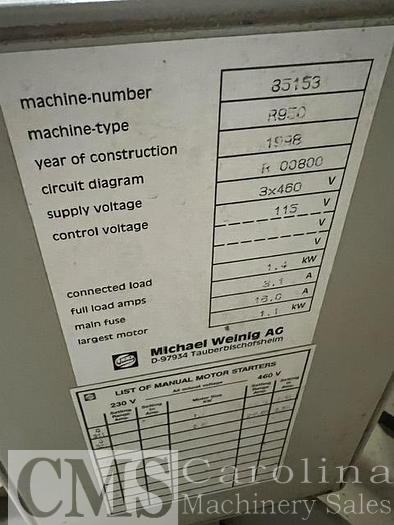 Used Weinig R950 Profile Grinder