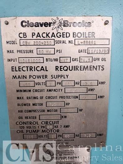 Used 1990 Cleaver Brooks CBW-200-230 Hot Water Boilers