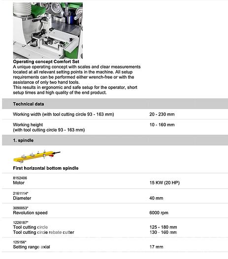 Used Weinig Powermat 1500 Moulder