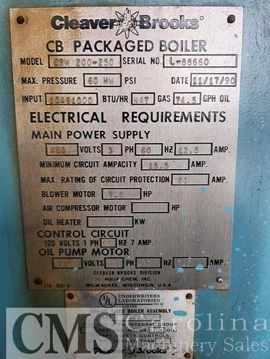 Used 1990 Cleaver Brooks CBW-200-230 Hot Water Boilers