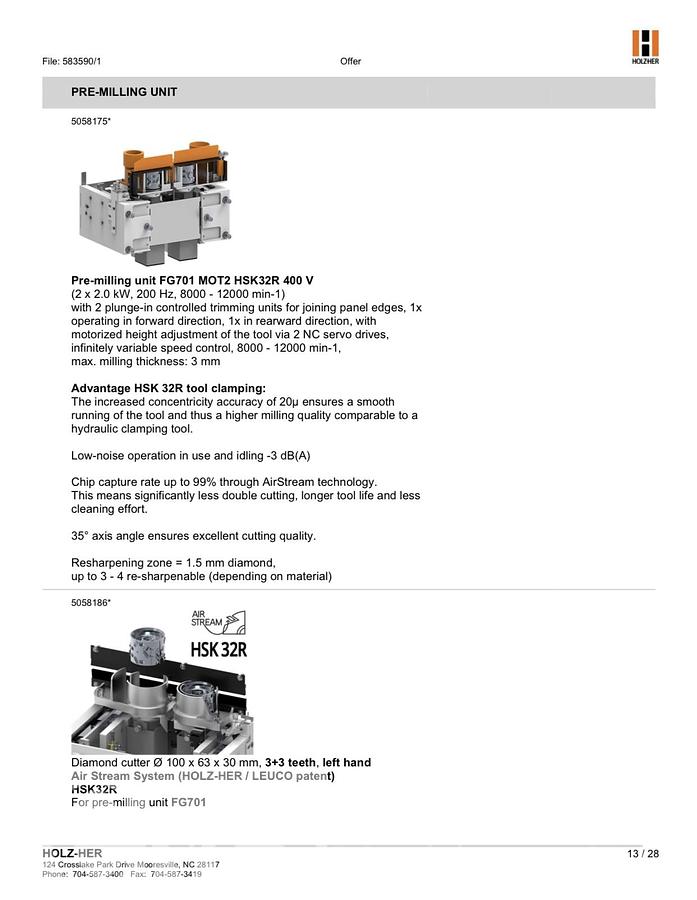 Used 2021 Holz-her 1598 Lumina Single Sided Edgebander