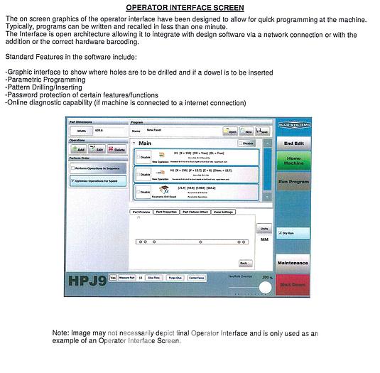 Used 2013 Accu-Systems HPJ-11-96 CNC Drill and Dowel Machine