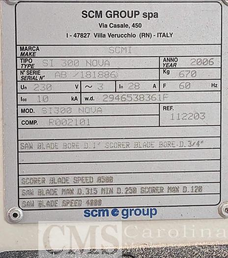 Used SCMI SI 300 Nova Sliding Table Saw