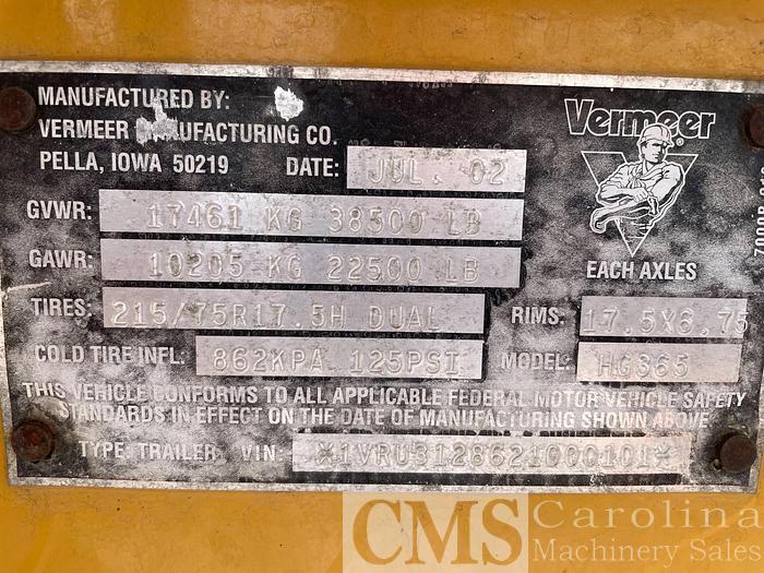 Used 2002 Vermeer HG365 Horizontal Grinder