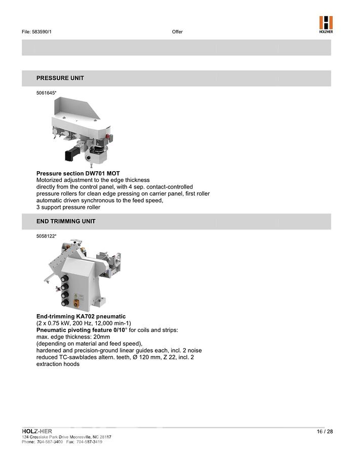 Used 2021 Holz-her 1598 Lumina Single Sided Edgebander