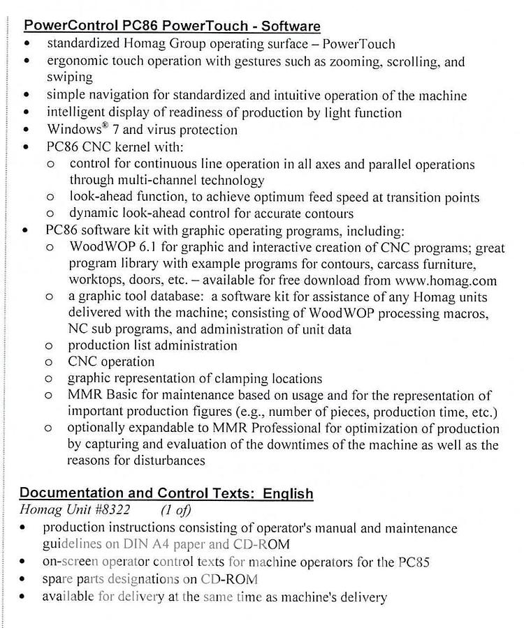 Used 2015 Homag Vantage BMG 311 CNC Router