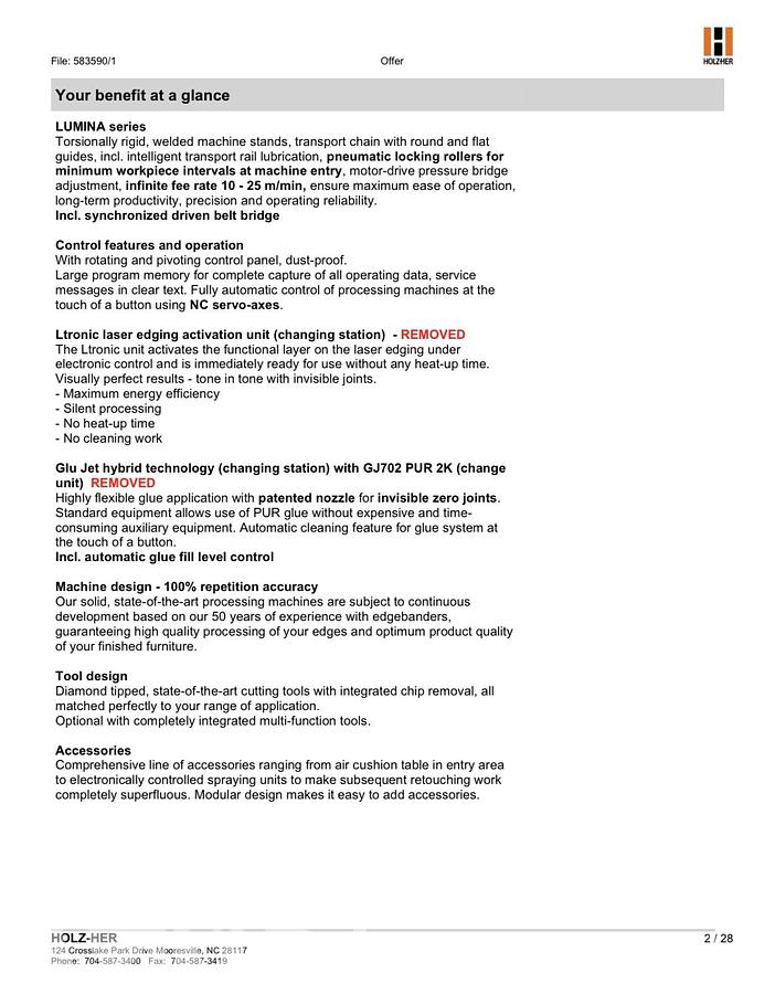 Used 2021 Holz-her 1598 Lumina Single Sided Edgebander