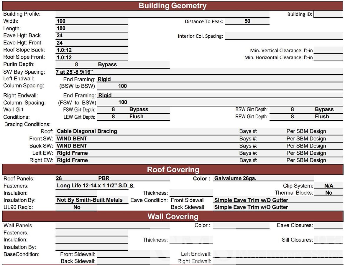 2026 Smith Built 100'x180' Pre-Engineered Build