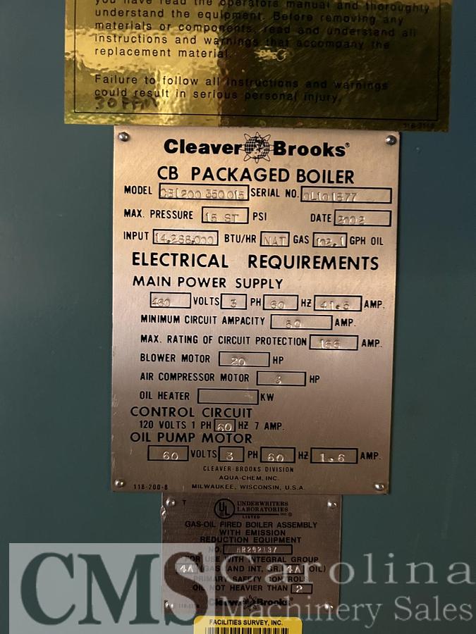 Used Cleaver Brooks 350 HP Boiler