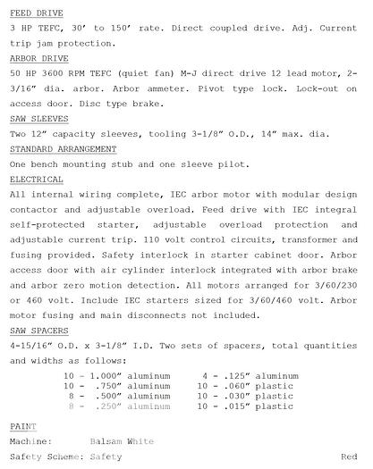 Used Mereen Johnson Model 312 DC Gang Rip Saw
