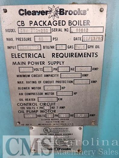 Used 1990 Cleaver Brooks CBW-200-230 Hot Water Boilers