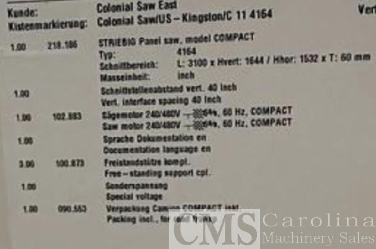 Used 2024 Striebig Compact Vertical Panel Saw