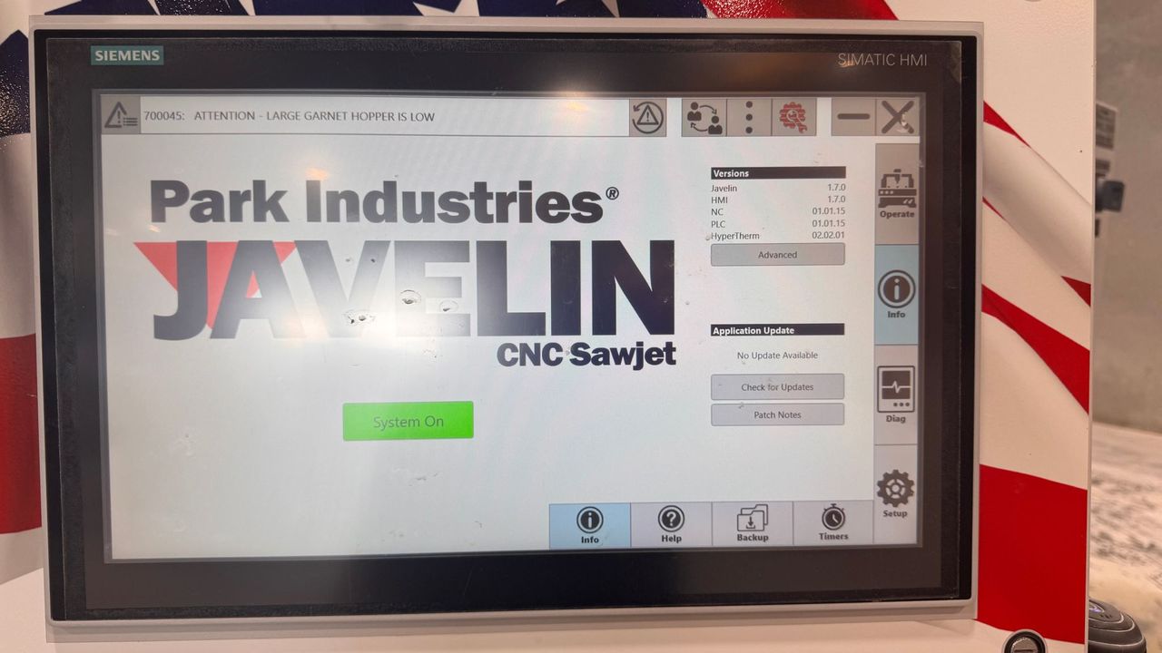 Used 2024 Park Industries Javelin Dual Table CNC SawJet