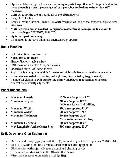 Used 2020 Homag Drillteq D200 Drill & Dowel Inserter