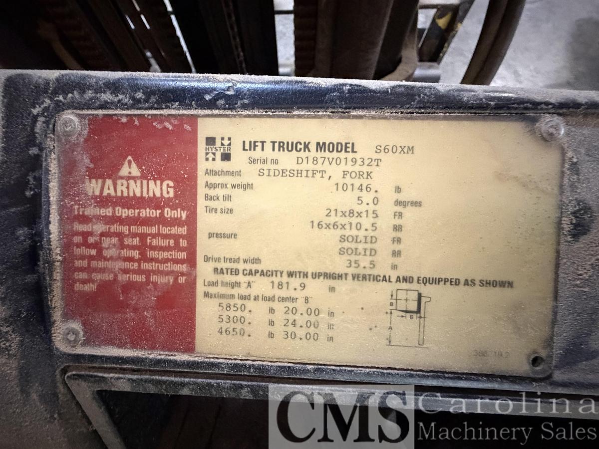 Used Hyster S60XM 6,000 Lbs Forklift
