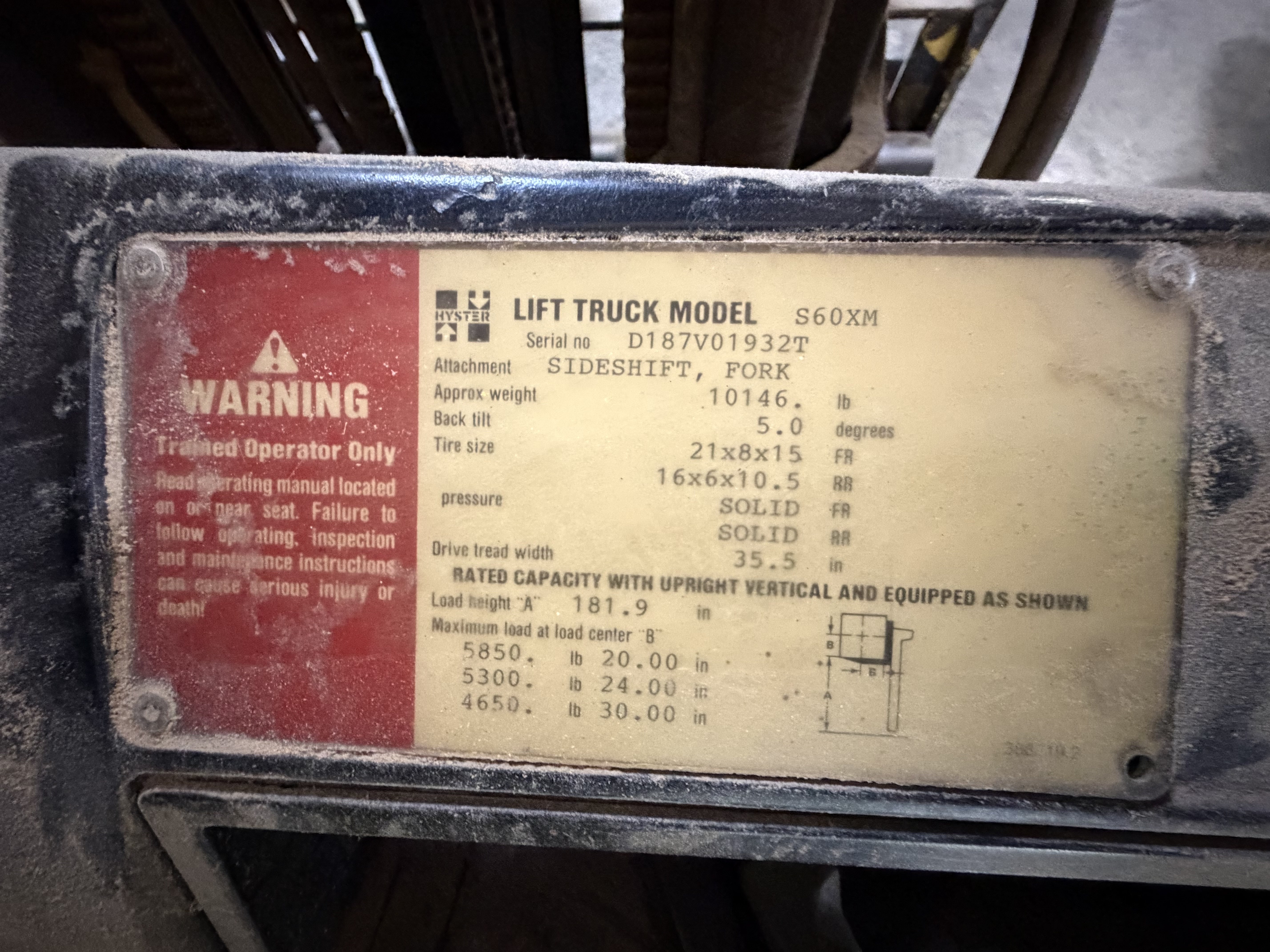 Used Hyster S60XM 6,000 Lbs Forklift