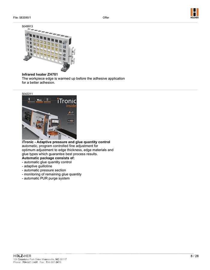 Used 2021 Holz-her 1598 Lumina Single Sided Edgebander