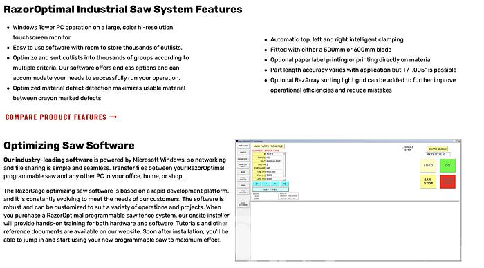 Used 2016 Razorgauge Optimal Optimizer Saw