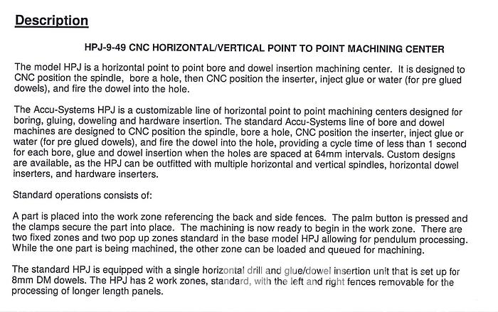 Used 2013 Accu-Systems HPJ-11-96 CNC Drill and Dowel Machine