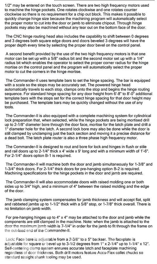 Used KVAL Commander Door Line