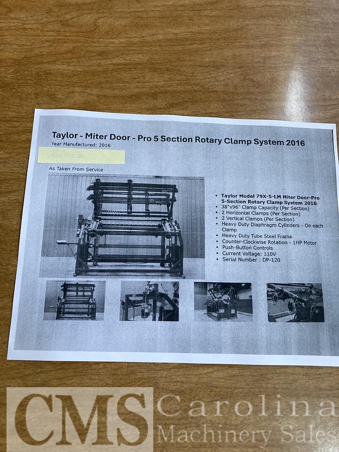 Used 2016 Taylor Miter Door Pro 5 Rotary Clamp