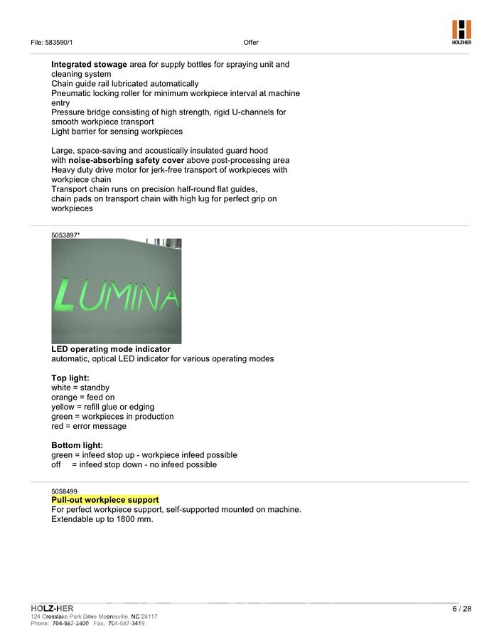 Used 2021 Holz-her 1598 Lumina Single Sided Edgebander