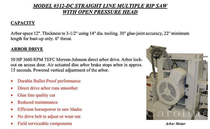 Used 2022 Mereen Johnson Model 312 DC Gang Rip Saw