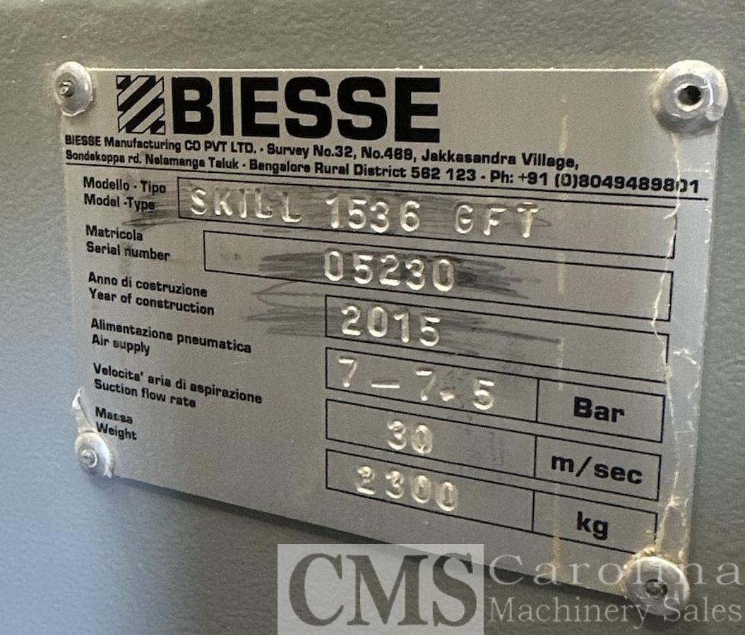 Used 2015 Biesse Skill 1536 GFT CNC Router