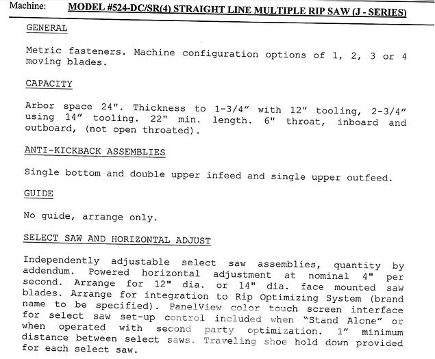 Used Mereen Johnson 524-DC/SR4 Select-A-Rip Gang Gip Saw