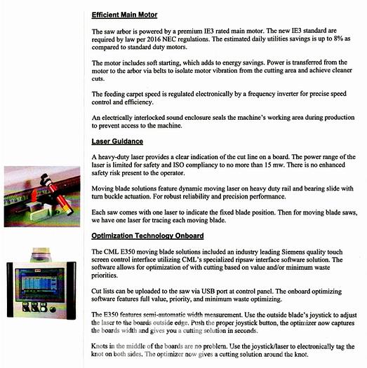 Used 2021 CML E350 2R Rip Saw