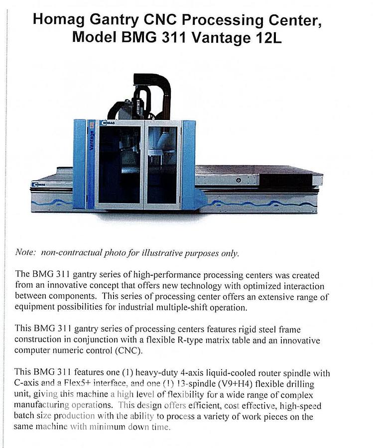 Used 2015 Homag Vantage BMG 311 CNC Router