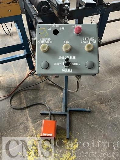 Used Baker Single Head Saw With Infeed/Outfeed