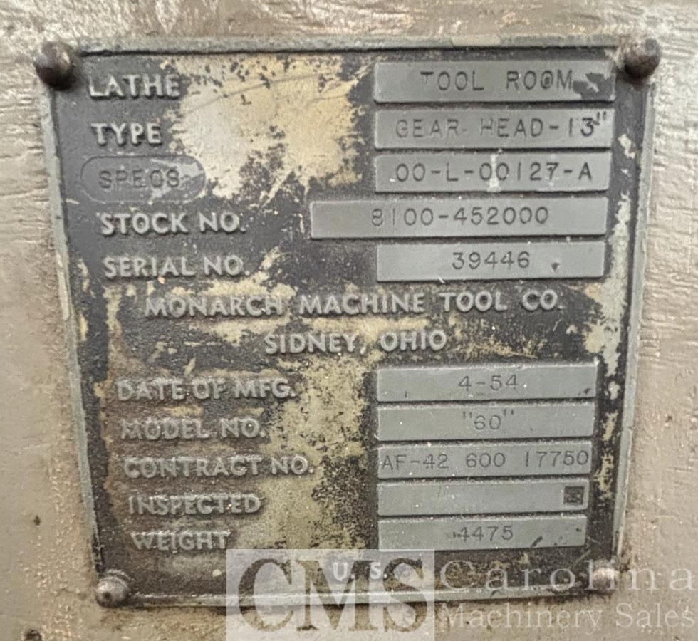 Used Monarch Model 60 Engine Lathe