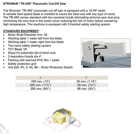 Used 2018 Stromab TR450 Upcut Saw