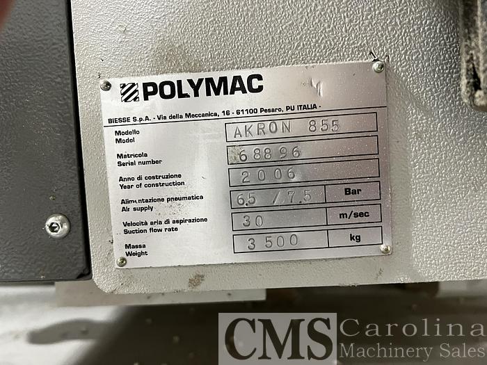 Used 2006 Biesse Poly Mac Akron 855 Edgebander