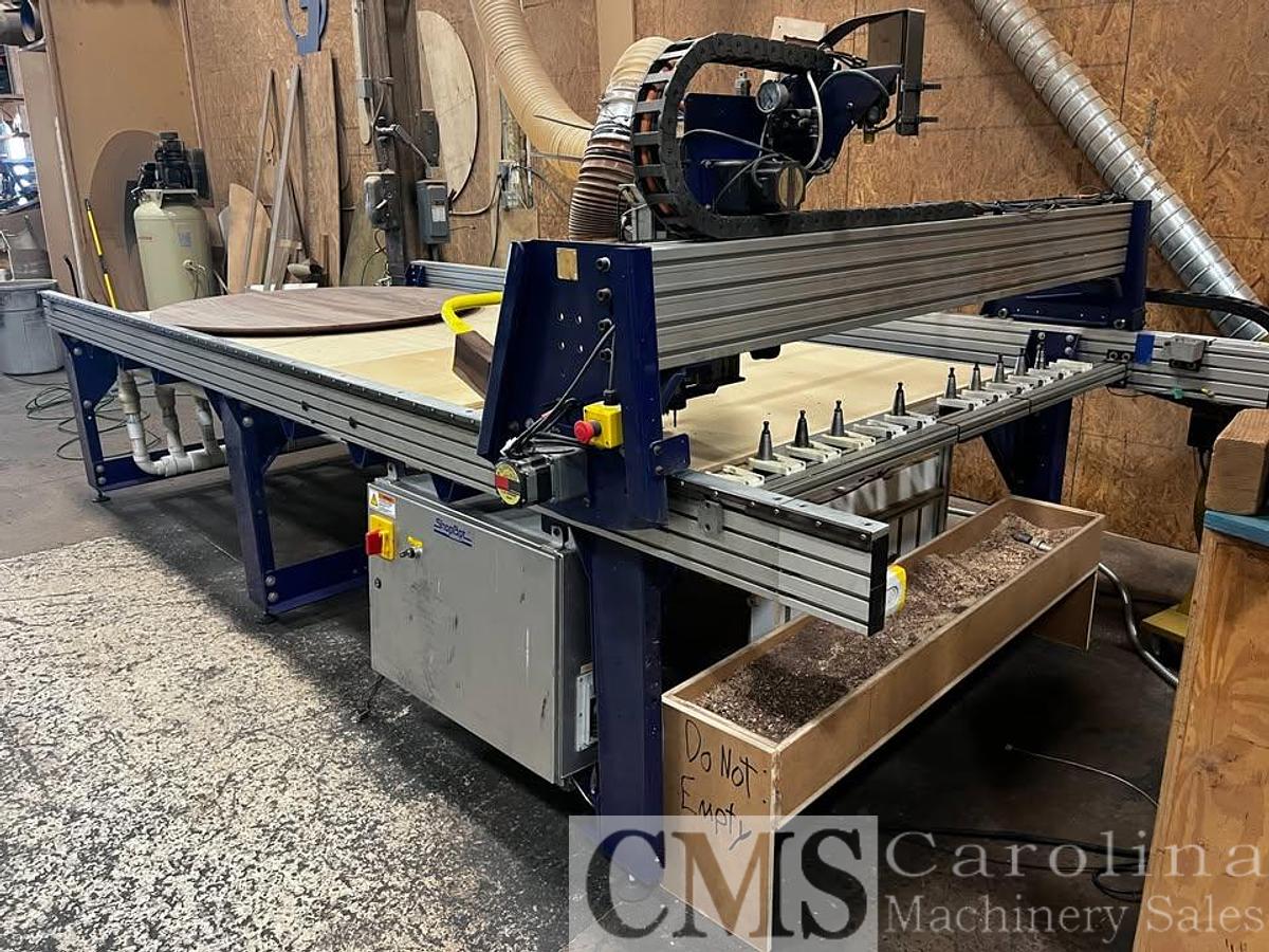 Used 2010 010 PRS Alpha Shopbot CNC Router Automatic tool changer for 12 tools Large 5x12 machine bed Does not include vacuum motor PRS Alpha CNC Router Automatic tool changer for 12 tools Large 5x12 machine bed Does not include vacuum motor