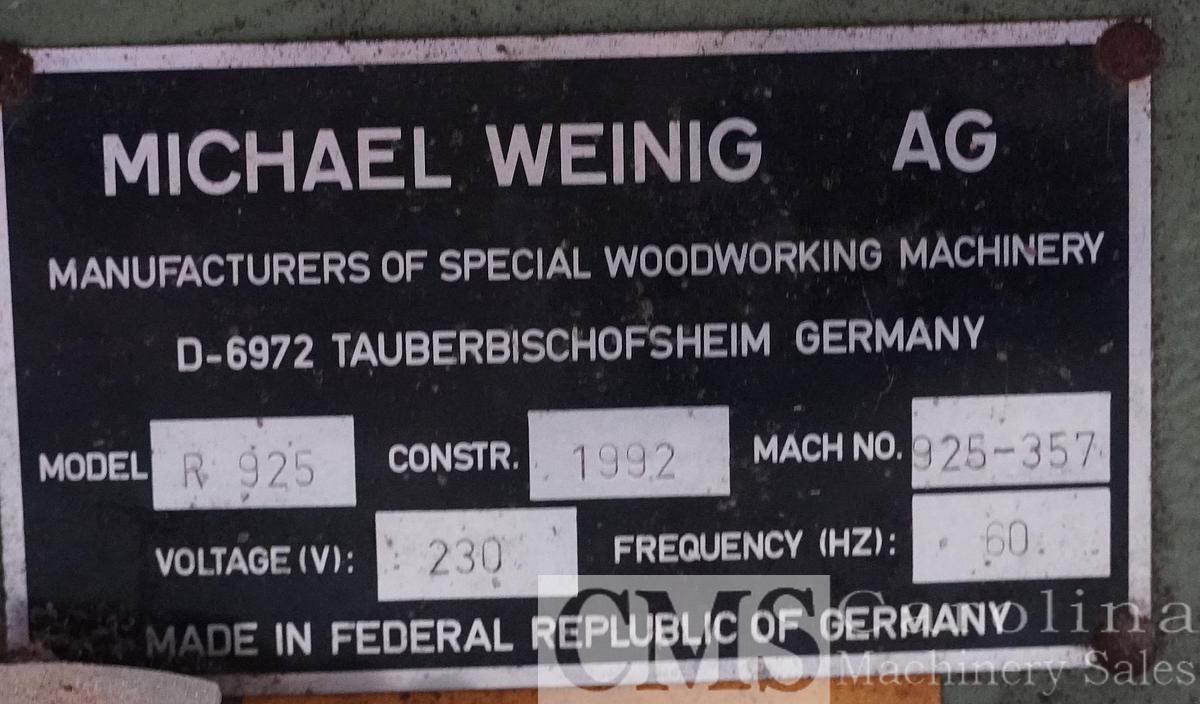 Used Weinig Profimat 22 Moulder with R925 Profile Grinder