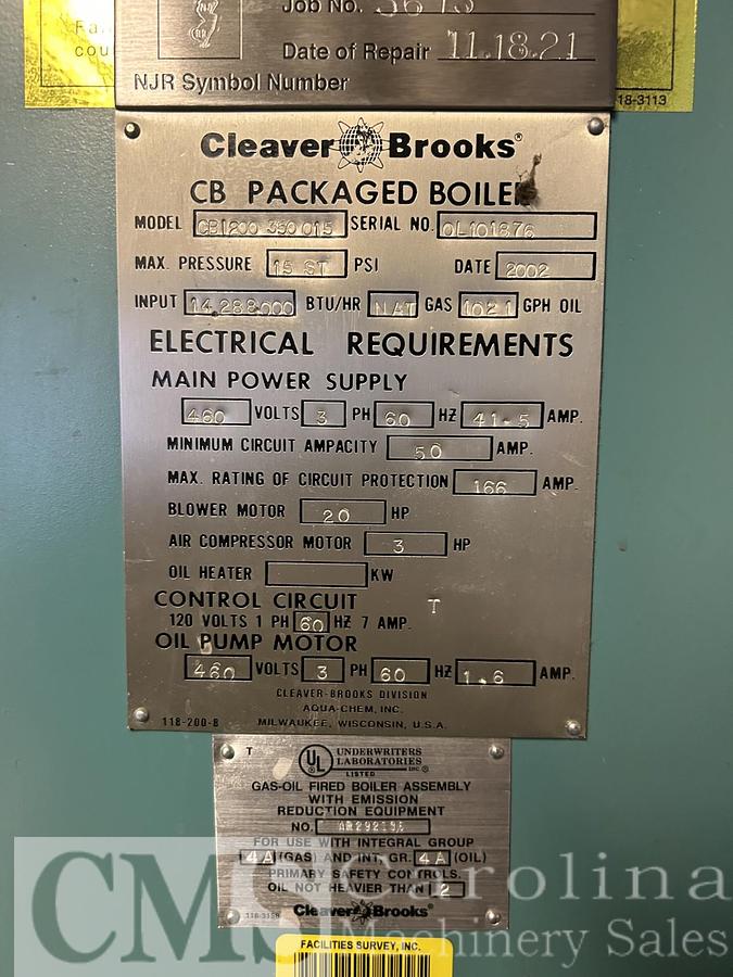 Used Cleaver Brooks 350 HP Boiler