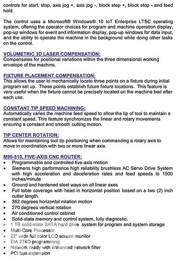 Used 2022 Thermwood M90-510 5-Axis CNC Router