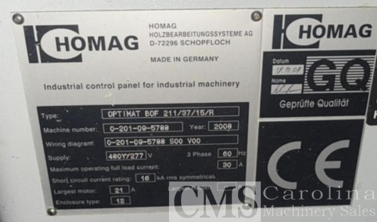 Used 2008 Homag Optimat BOF 311 CNC Router