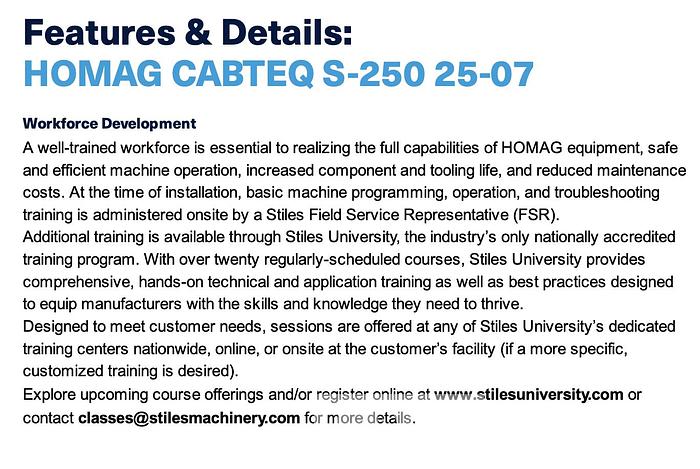 Used 2021 Homag Cabteq S-250 Clamp