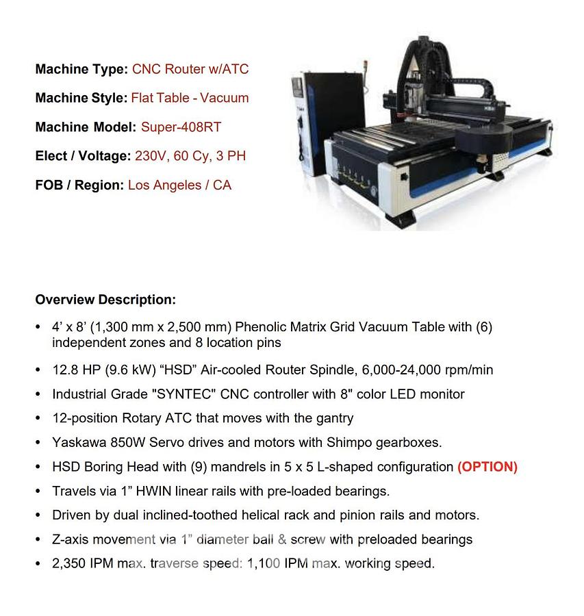 Used Castaly 4'x8' CNC Router with Offloading