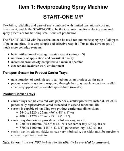 Used 2018 Makor START-ONE M/P Spray Sytem