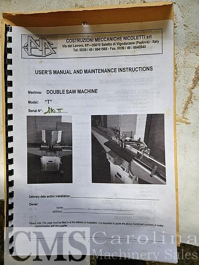 Used 2002 Nicoletti Model 7-350 Double Miter Saw