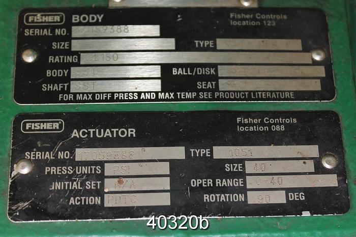 Used Fisher V150 6" Vee Ball Control Valve #40320