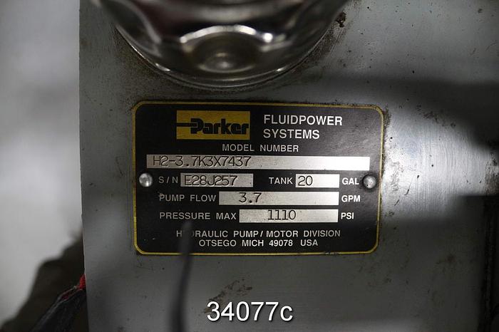 Used Parker H2-3.7K3X7437 Hydraulic Unit #34077