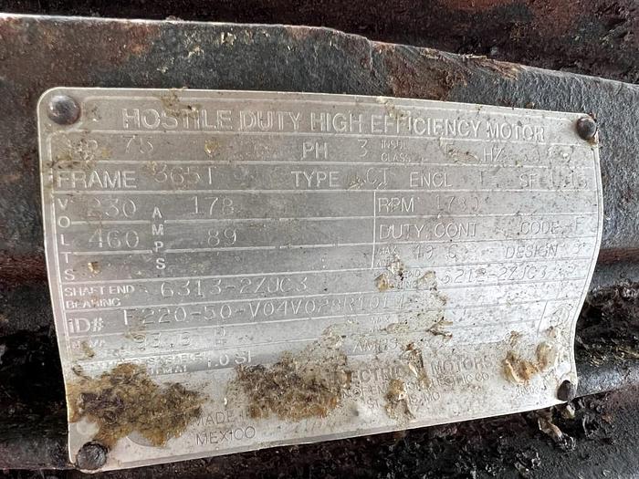 Used 250 CU. FT. RIBBON BLENDER - T316 S/S - 75 HP