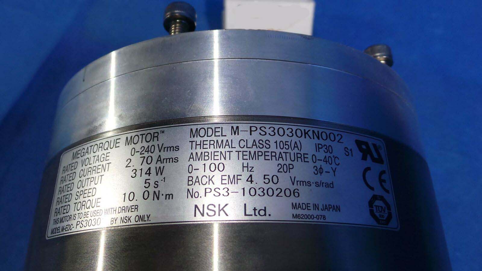 Used NSL Ltd M-PS3030KN002 Moter, M-PS3030KN002 / Megatorque Motor /