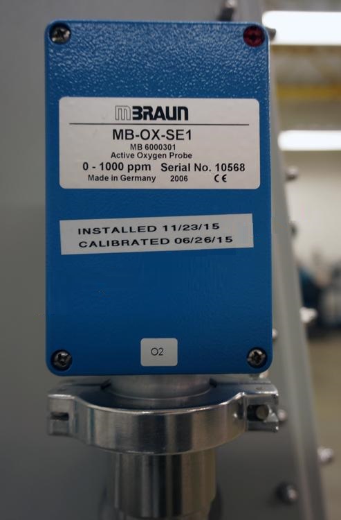 Used 2007 Mbraun Unilab glovebox with gas purifier, moisture and oxygen monitor